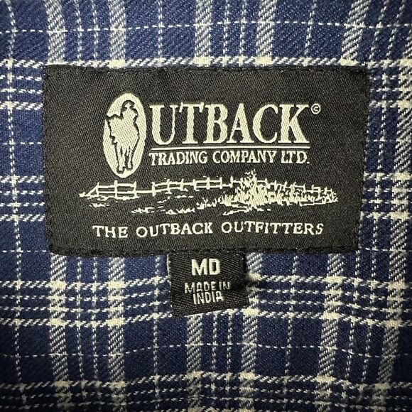Outback Trading Co Flannel Shirt Womens M Blue Plaid Button Hiking Camp Outdoors - Picture 11 of 13